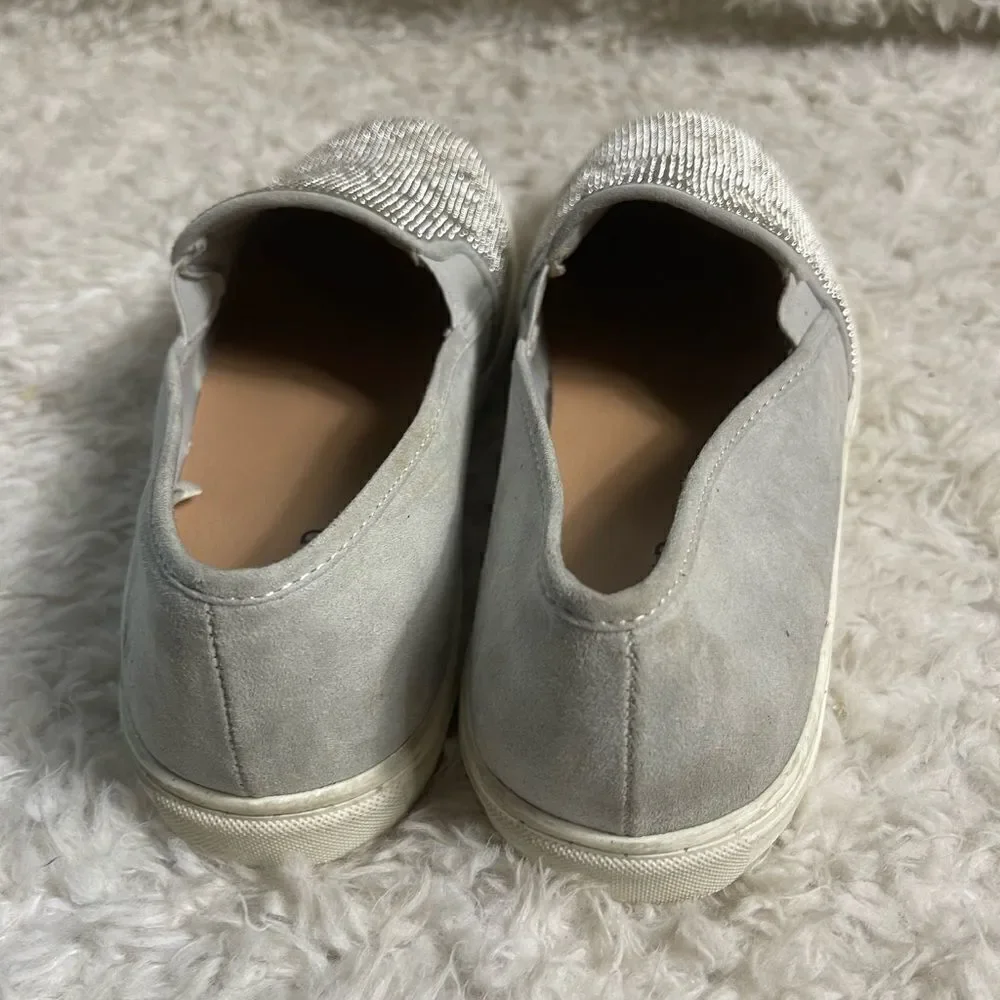 Torrid wide with Gray fabric Rhinestones embellishment slip on sneakers SZ 9.5WW